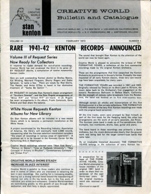 Stan Kenton Creative World Magazine - February 1973