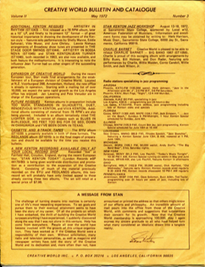 Stan Kenton Creative World Magazine - May 1972